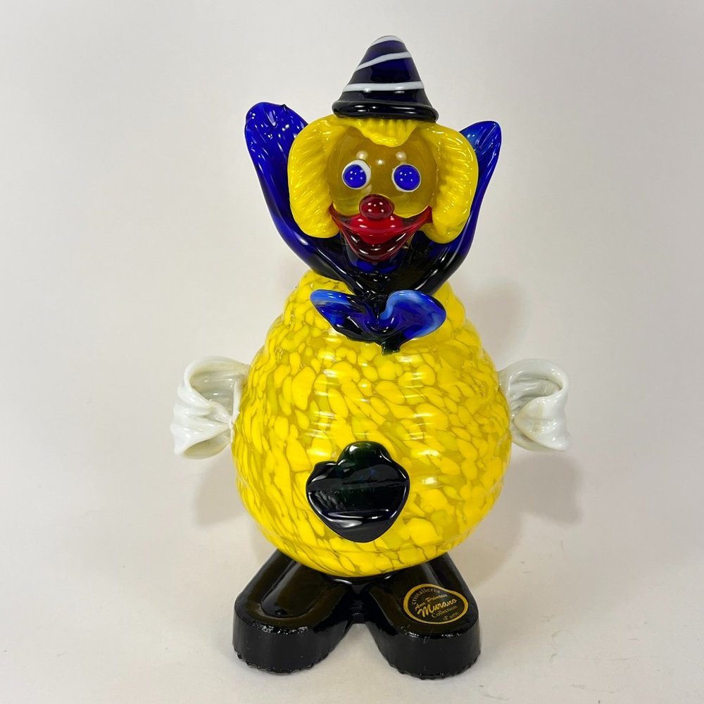Clown Figurine Multicolor Glass Whimsical Ball Ann Primrose UV Reactive